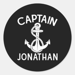 Captain Jonathan Boat Anchor Yacht Boating Ship  Classic Round Sticker
