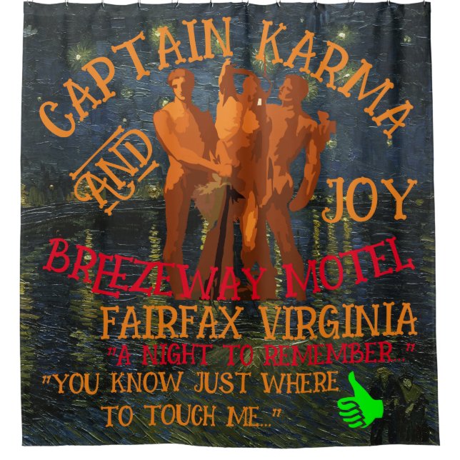 Captain Karma & Joy Breezeway Motel Fairfax VA Shower Curtain (Front)