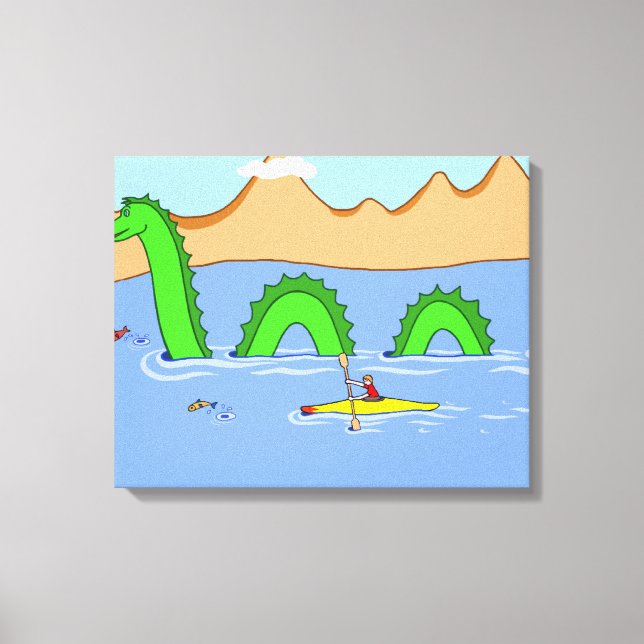 Captain Kayak and Loch Ness Monster Canvas Print (Front)