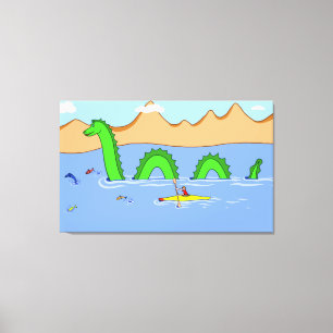 Captain Kayak and Loch Ness Monster Canvas Print