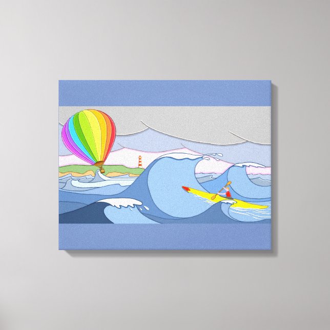 Captain Kayak and the Balloon Canvas Print (Front)