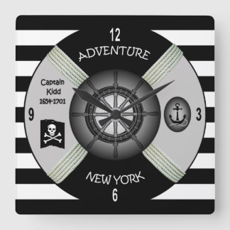 Captain Kidd ~ Adventure Galley ~Privateer~Pirate Square Wall Clock