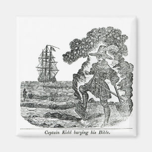 Captain Kidd Burying His Bible, illustration Magnet