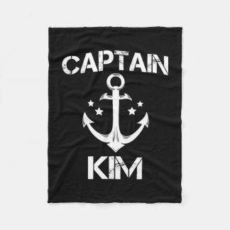 Captain kim funny birthday name boat gift fleece blanket