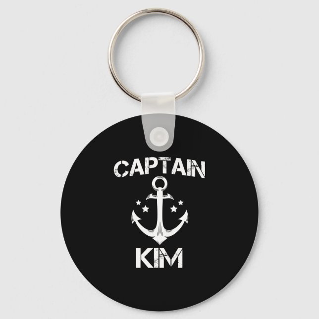 Captain kim funny birthday name boat gift key ring (Front)