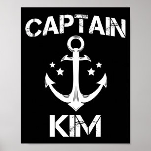 Captain kim funny birthday name boat gift poster
