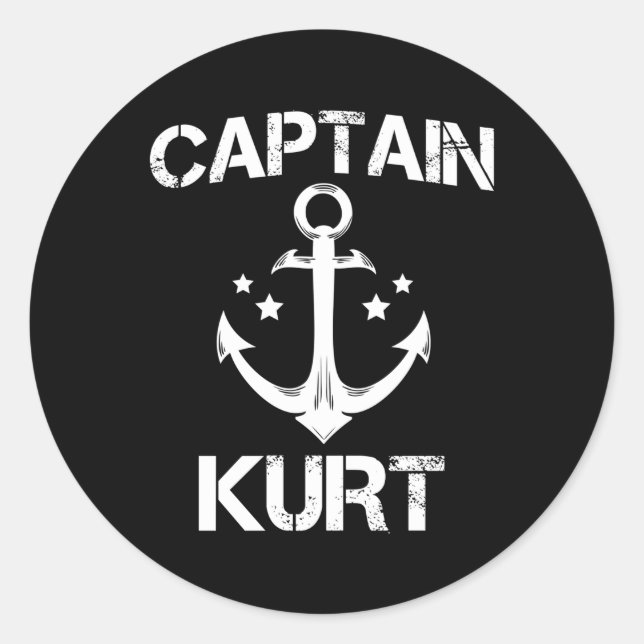 Captain Kurt Personalised Name Boat Classic Round Sticker (Front)