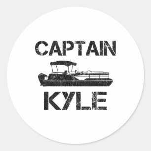 Captain Kyle Pontoon Personalised Boat Name Fishin Classic Round Sticker