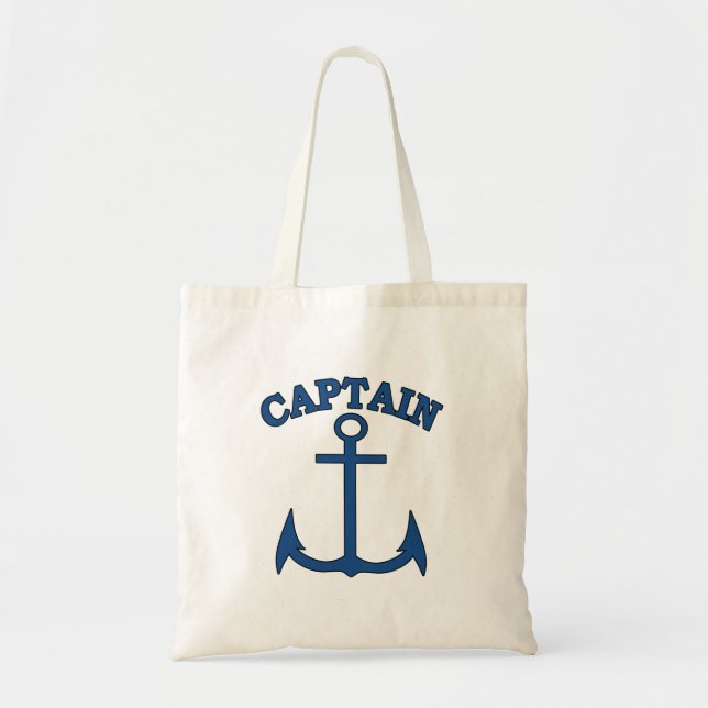Captain Light Blue Anchor Canvas Tote Bag (Front)