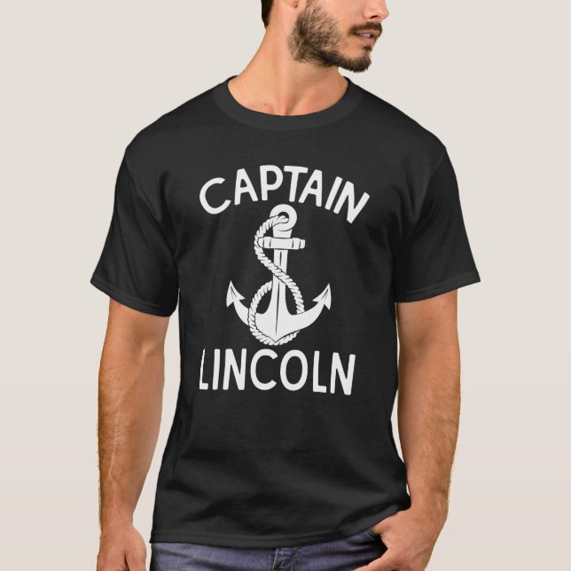 Captain Lincoln Yacht Boating Boat Ship Anchor T-Shirt (Front)