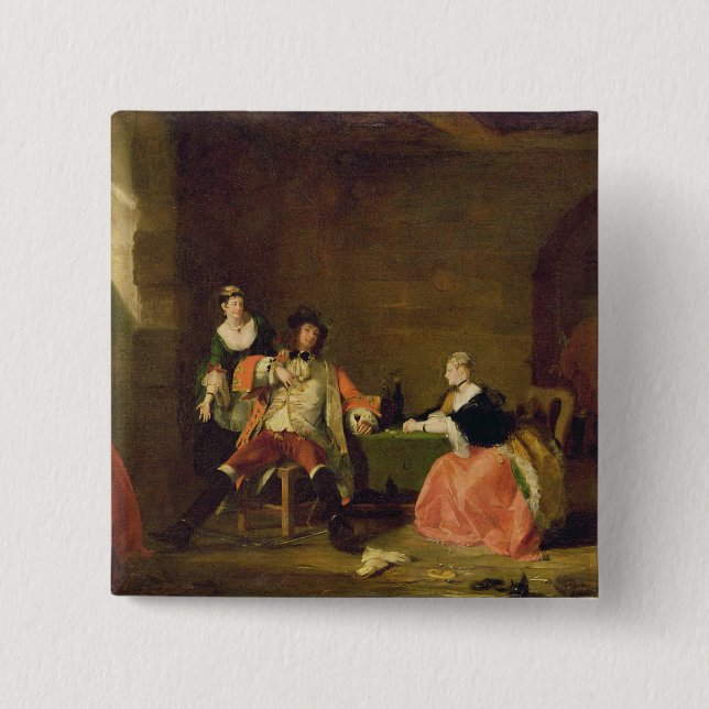 Captain Macheath Upbraided by Polly and Lucy in th 15 Cm Square Badge (Front)