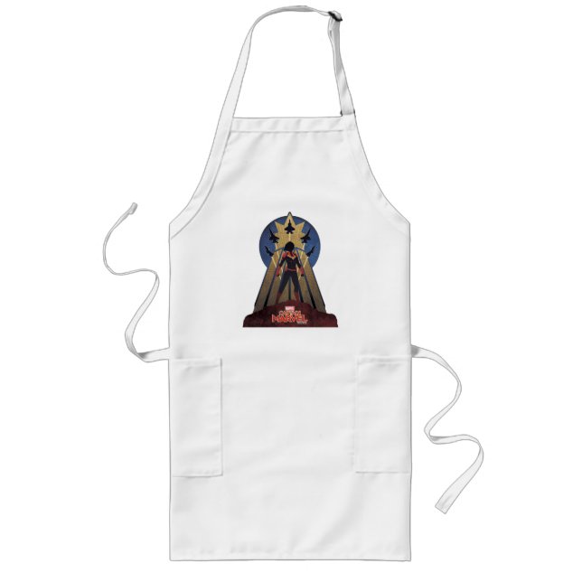 Captain Marvel | Art Deco Airforce Graphic Long Apron (Front)