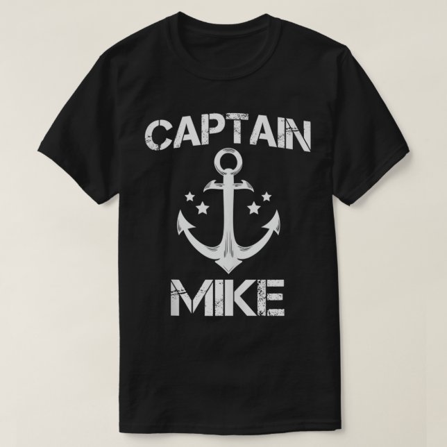 CAPTAIN MIKE Funny Birthday Personalised Name Boat T-Shirt (Design Front)