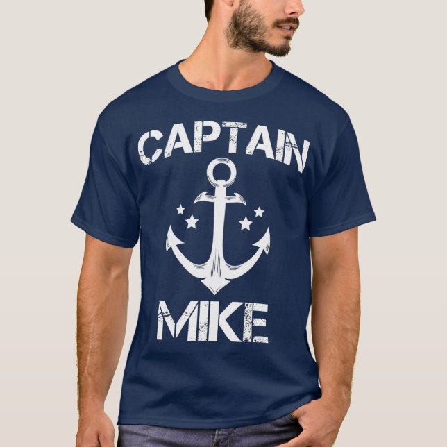 CAPTAIN MIKE Funny Birthday Personalised Name T-Shirt (Front)