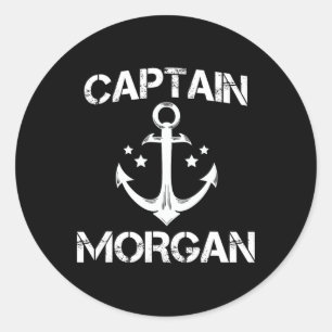 Captain Morgan Funny Birthday Personalised Surname Classic Round Sticker