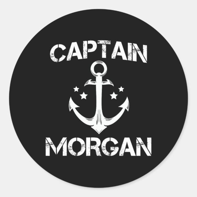 Captain Morgan Funny Birthday Personalised Surname Classic Round Sticker (Front)