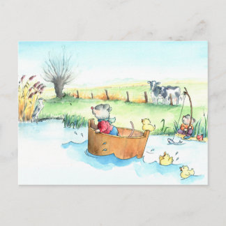 Captain Mouse on Boat Postcard