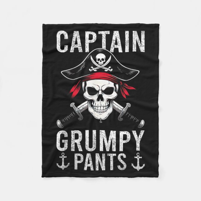 Captain Mpy Pants Rate Humor Skull Graphic  Fleece Blanket (Front)