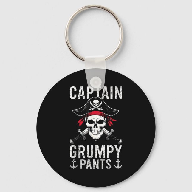 Captain Mpy Pants Rate Humor Skull Graphic  Key Ring (Front)