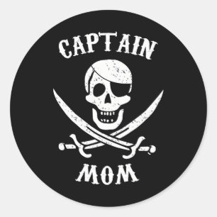 Captain Mum Pirate for Women Family Pirate s Classic Round Sticker