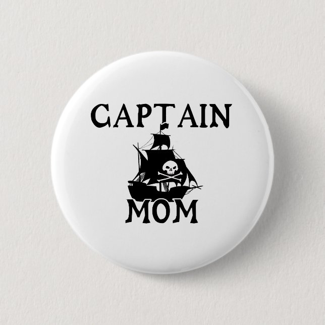 Captain Mum Sm Round Button (Front)