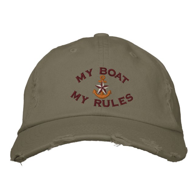 Captain My Boat My Rules Star Anchor Embroidered Hat (Front)