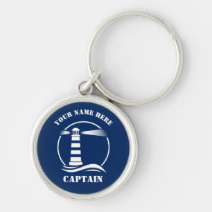 Captain Name or Boat Name Classic Lighthouse Key Ring