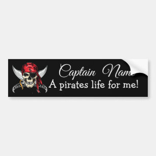 Captain Name Pirate Legend Black  Bumper Sticker