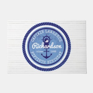 Captain Nautical 50th Birthday Rope Anchor Helm Doormat