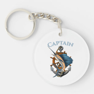Captain Nautical Anchor Deep Sea Fishing Key Ring