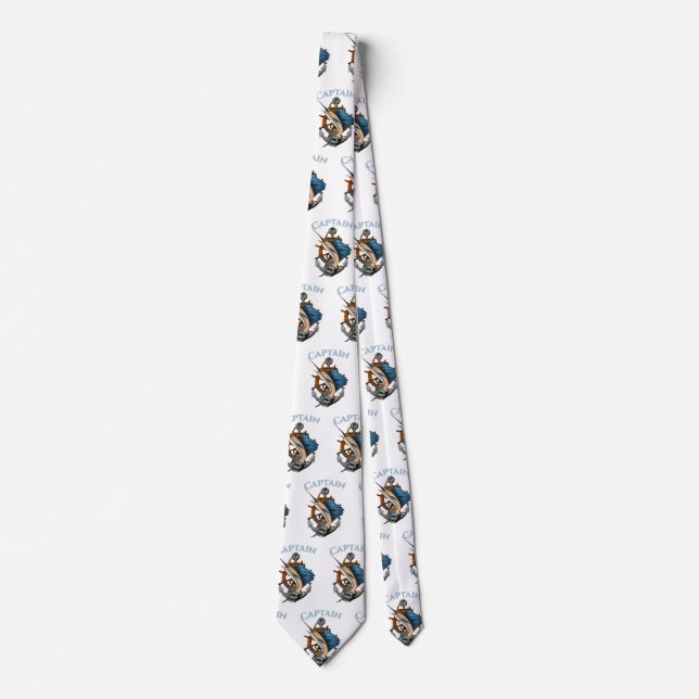 Captain Nautical Anchor Deep Sea Fishing Tie (Front)