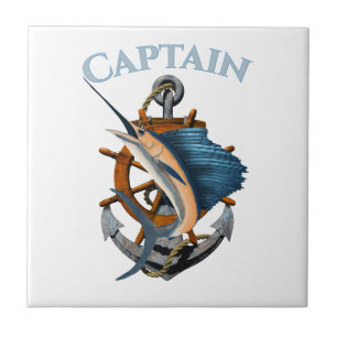 Captain Nautical Anchor Deep Sea Fishing Tile