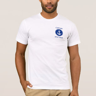 Captain Nautical Blue Anchor Personalised T-Shirt