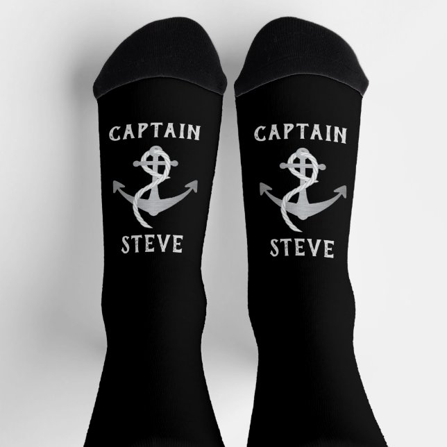 Captain Nautical Name Anchor Sailing Socks (Top)