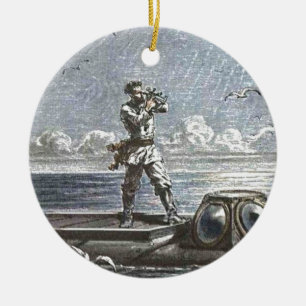 Captain Nemo Verne 20,000 Leagues Illustration Ceramic Tree Decoration