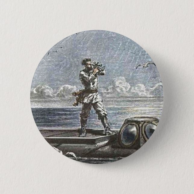 Captain Nemo Verne 20,000 Leagues Sci Fi Art 6 Cm Round Badge (Front)