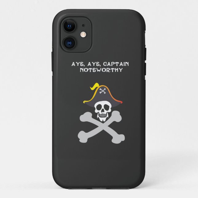 Captain Noteworthy Skull and Crossbones Pirate Case-Mate iPhone Case (Back)
