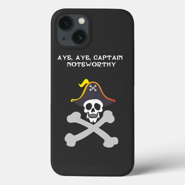 Captain Noteworthy Skull and Crossbones Pirate Case-Mate iPhone Case (Back)