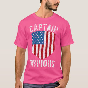 Captain Obvious American Flag Shield Funny Sarcast T-Shirt
