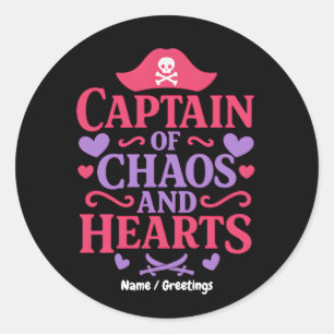 Captain of Chaos and Hearts Pirate Graphic Classic Round Sticker