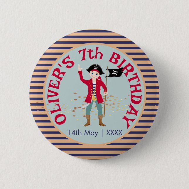 Captain of the Pirate Ship Birthday Party 6 Cm Round Badge (Front)