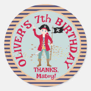Captain of the Pirate Ship Birthday Party Classic Round Sticker