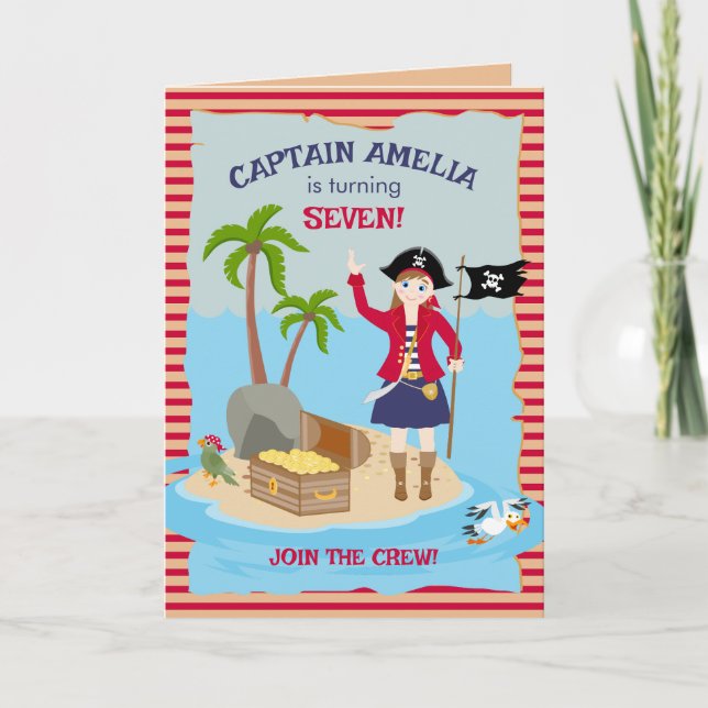 Captain of the Pirate Ship Birthday Party Invitation (Front)