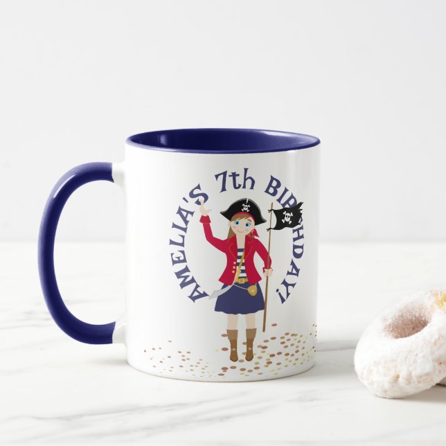 Captain of the Pirate Ship Birthday Party Mug (With Donut)