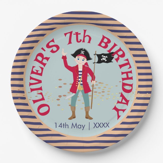 Captain of the Pirate Ship Birthday Party Paper Plate (Front)