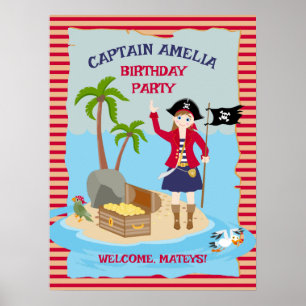 Captain of the Pirate Ship Birthday Party Poster