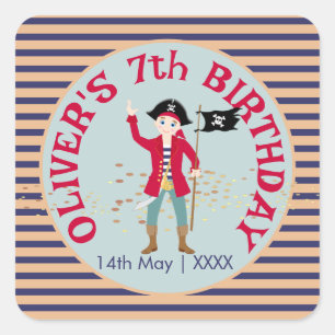 Captain of the Pirate Ship Birthday Party Square Sticker