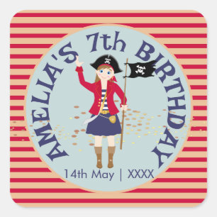 Captain of the Pirate Ship Birthday Party Square Sticker