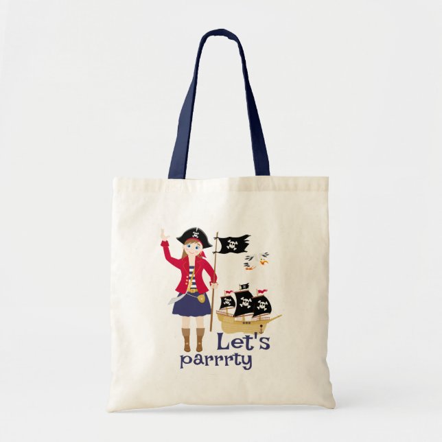 Captain of the Pirate Ship Birthday Party Tote Bag (Front)