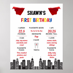 Captain One-derpants 1st Birthday Milestone Poster